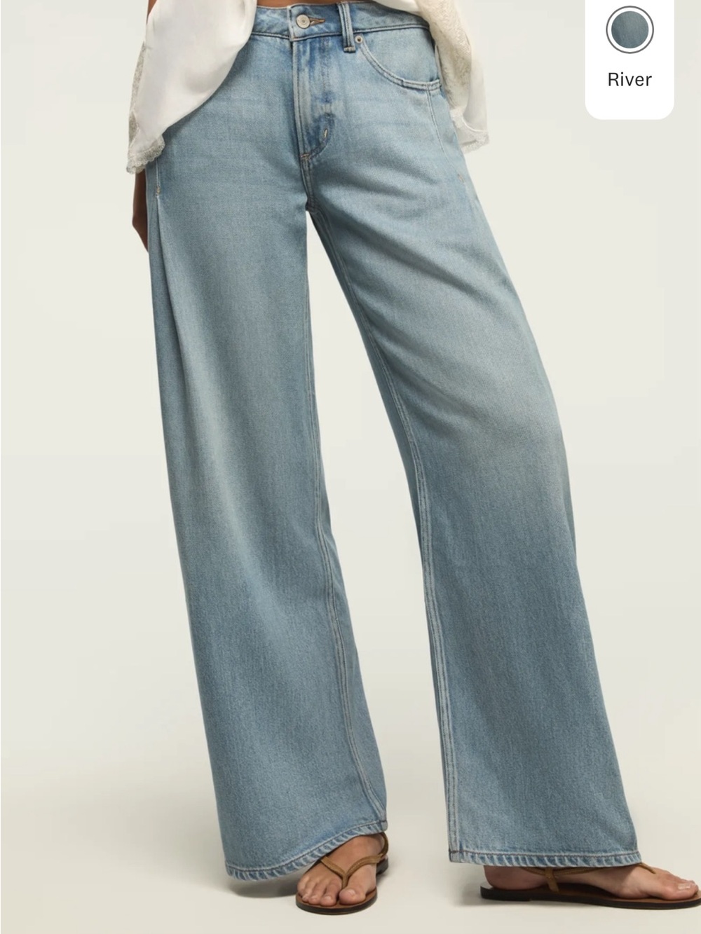 Pleated Liquid Denim Luxe Palazzo Jeans